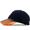 Blue canvas baseball cap with orange transparent brim in a modern industrial style - Adjustable / Orange