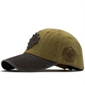 Cappellino da baseball vintage in cotone lavato verde oliva e marrone con patch Canada - Regolabile / Cachi