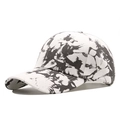 Detailed view of the black and white tie-dye pattern on this stylish cotton baseball cap - Adjustable / Black and White
