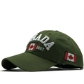Berretto da baseball in cotone verde militare con ricamo CANADA 1867 e bandiera - Verde