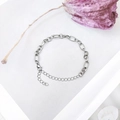 Silver stainless steel heart magnetic link bracelets for couples in minimalist style - Single Chain Style