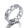 Polished silver stainless steel openwork heart pattern ring for couples on white background - US 7 / Silver - Double Row Heart