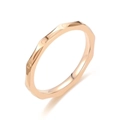 Elegante anello in acciaio al titanio oro rosa con sfaccettature geometriche e decori - US 5 / Oro rosa