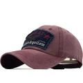 Berretto da baseball vintage bordeaux lavato con ricamo aquila e patch a stella su sfondo bianco - Borgogna