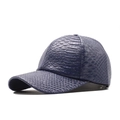 Premium donkerblauwe honkbalpet met krokodillenpatroon kunstleer en gebogen klep - Marineblauw