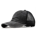 Vintage gewaschene Baseballkappe in Anthrazit mit Mesh-Rückseite und gebogenem Schirm - Verstellbar / Schwarz
