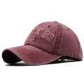 Berretto da baseball bordeaux in cotone lavato con ricamo Route 66 in stile vintage - Borgogna