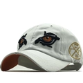 Casquette beige avec bord effiloché et broderie œil pour protection solaire en extérieur - Réglable / Blanc