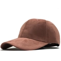 Classic caramel suede baseball cap with a curved brim and retro six-panel design - Adjustable / Dark Brown