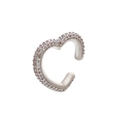Macro shot of silver heart ear cuff with micro-pave cubic zirconia on white background - Platinum White Zirconia