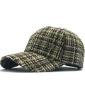 Gorra de béisbol a cuadros verde bosque para mujer con logo M metálico y diamantes - Ajustable / Cuadros Verde Bosque Café Gris Blanco (02)