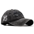 Gorra de béisbol gris oscuro vintage con bordado 75 Always y parche sobre fondo blanco - Negro