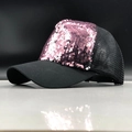 Gorra de béisbol con lentejuelas rosas para niñas con malla transpirable y protección solar - Rosa / Adulto 56-60cm