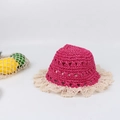 Handmade crochet sun hat for kids in rose red with elegant wide lace brim detail - Kids (50-53CM) / Red