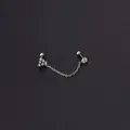 Piercing de oreja 16G de acero inoxidable con cadena e incrustación de circonita - Estilo Triángulo (373-2#S) / Plateado