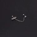 Pendientes de cadena en acero plateado con circonitas blancas y adorno de abanico - Estilo de Fila Arqueada (373-4#S) / Plateado