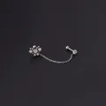 16G silver stainless steel chain earring with zircon flower and stud piercing - 5-Zircon Cluster Style (373-5#S)