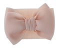 Pink handmade large bow headband for kids with soft fabric and elastic band - Cream White