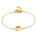 Elegante bracciale dorato con ciondolo lettera G con strass e chiusura a moschettone - Stile Lettera G (KB117690-KLB)
