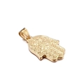 Pendente Mano di Fatima dorata minimalista con incisioni in acciaio inossidabile - Oro (KP77978-Z)