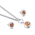 Set gioielli con collana in argento e orecchini a perno con cristallo arancione su bianco - Argento Champagne (KS136103-Z)