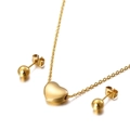 Set in acciaio dorato con collana ciondolo a cuore e orecchini a perno a sfera - Colore Oro (KS115055-Z)