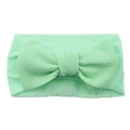 Mint green waffle fabric baby headband with a large bow detail for infants - Pale Green