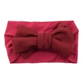 Wine red baby nylon headband featuring a large textured bow made of stretchy fabric - Burgundy