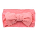 Pink knotted bow baby headband made of soft textured fabric for infants - Light Pink