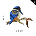 Embroidered kingfisher bird patch in blue and orange, 8.3x7.0cm iron-on animal motif - Style E-Kingfisher on Branch