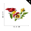 Embroidered bird and pansy flower patch with vibrant stitching on white background - Style A-Red Back Bird with Flower