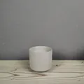 Grey ceramic candle jar with vertical ribbed texture and minimalist Nordic design - Glazed Interior Matte Exterior / Gray