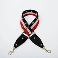 Adjustable wide shoulder strap with red white blue stars and gold metal buckles - Pentagram