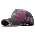 Pink and dark grey washed cotton baseball cap with vintage 1969 Jamaica embroidery - Pink + Black