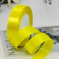 Glossy bright yellow 2cm satin ribbon roll for gift wrapping and DIY crafts decor - Lemon Yellow