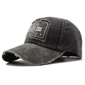Cappellino da baseball vintage grigio scuro con patch nautica e dettagli sfrangiati - Regolabile / Nero