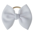 Klassieke witte oversized stoffen strik op een zeer elastische nylon hoofdband voor baby's - Wit