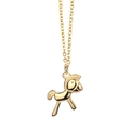 Collier minimaliste en titane plaqué or 18K avec pendentif cheval de Troie poli mignon - Doré