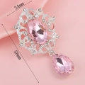 Pink teardrop crystal pendant in silver floral setting for DIY phone cases 34x58mm - Silver Oval Pink Gem