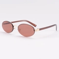 Gafas de sol ovaladas sin montura con lentes marrones y puente dorado para mujer - Montura Marrón Lentes Marrones