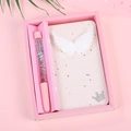 Pink mermaid stationery set with angel wing sequin notebook and glitter pen in gift box - A6 Notebook Set (Notebook + Pen) / White Angel