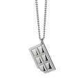 Polished silver chocolate bar pendant necklace with bite mark on twist chain - Chocolate Necklace / Silver
