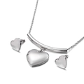 Parure bijoux minimaliste en acier inoxydable argenté avec collier et boucles coeur - Ensemble Cœur (KS114984-Z) / Argenté
