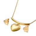 Parure de bijoux en acier inoxydable doré avec collier cœur et boucles d'oreilles - Ensemble Cœur (KS47524-Z) / Doré