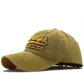 Vintage washed cotton baseball cap in khaki with 3D embroidery ways New York City - Adjustable / Yellow