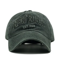 Gorra de béisbol vintage de algodón gris oscuro con bordado 3D de New York - Ajustable / Verde