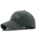 Charcoal grey washed cotton baseball cap with New York 3D embroidery and metal buckle - Adjustable / Gray