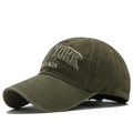 Gorra de béisbol de algodón lavado verde militar con bordado de New York estilo vintage - Ajustable / Caqui