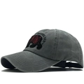 Detail of washed cotton baseball cap with polar bear embroidery and curved brim style - Adjustable / Medium Grey