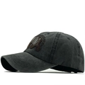 Dark grey washed cotton baseball cap featuring vintage polar bear embroidery patch - Adjustable / Black